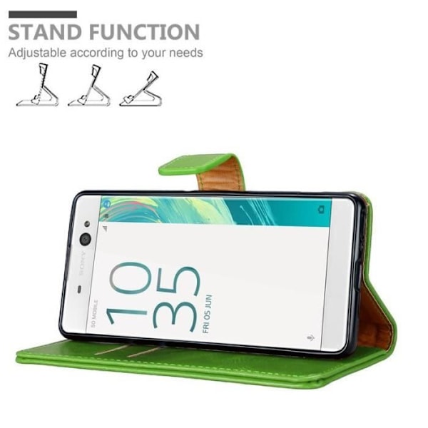 Fodral till Sony Xperia XA - CADORABO - Grön - Imiterat läder - Stativfunktion - Kortfack Grön