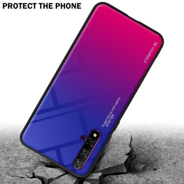 Cadorabo Fodral för Honor 20 / 20S / Huawei NOVA 5T i LILA - RÖD Skyddsfodral Tvåfärgat härdat glas silikon TPU