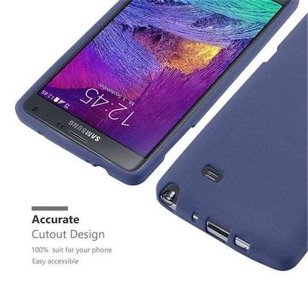 Samsung Galaxy NOTE 4 FROST MÖRKBLÅT Fodral Cadorabo FROST TPU Silikonskyddsfodral Skyddsfodral Ultra Slim Fin Bumper