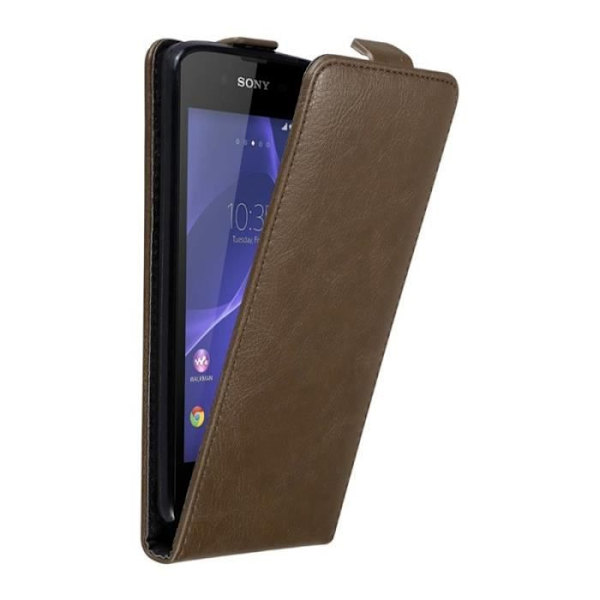 Flip Case - CADORABO - Sony Xperia E3 - Imitation läder - Brun - Magnetisk stängning kastanj