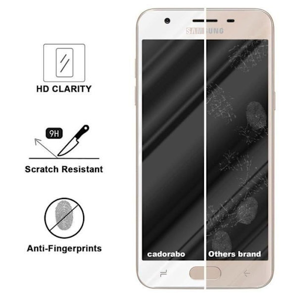 Skärmskydd i härdat glas för Samsung Galaxy J3 2018 - Transparent med vitt - Cadorabo