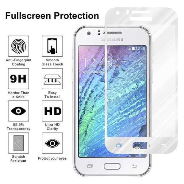 Helt härdat skärmskydd för Samsung Galaxy J1 2015 Vit