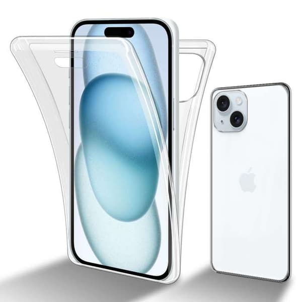 Transparent skydd för iPhone 15 PLUS, helskydd Vit