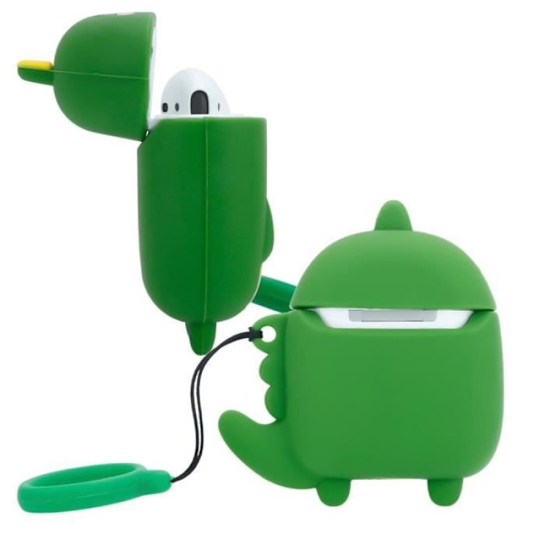 Cadorabo Fodral för Apple AirPod 1 & 2 Happy Dinosaur Design Portabelt Silikonhörlursfodral 3D Nyckelring Färgad