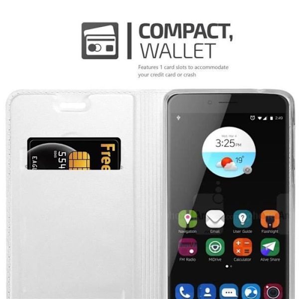 Fodral - CADORABO - ZTE Blade V7 - Grå - Magnetisk stängning - Fodral med kortfack Grå