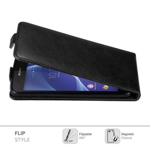 Coque - CADORABO - Sony Xperia Z2 - Syntetiskt läder - Magnetisk stängning - Komplett skydd Svart