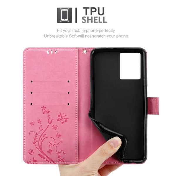 Fodral med lock för Realme 7 5G Etui i ROSA BLOMMÖNSTER Skydd Design Blommig Plånbok Ros