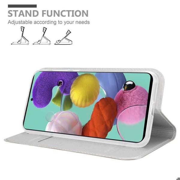 Flipfodral för Samsung Galaxy A51 4G / M40s Etui i KLASSISK SILVER Plånbok Stötsäker Grå