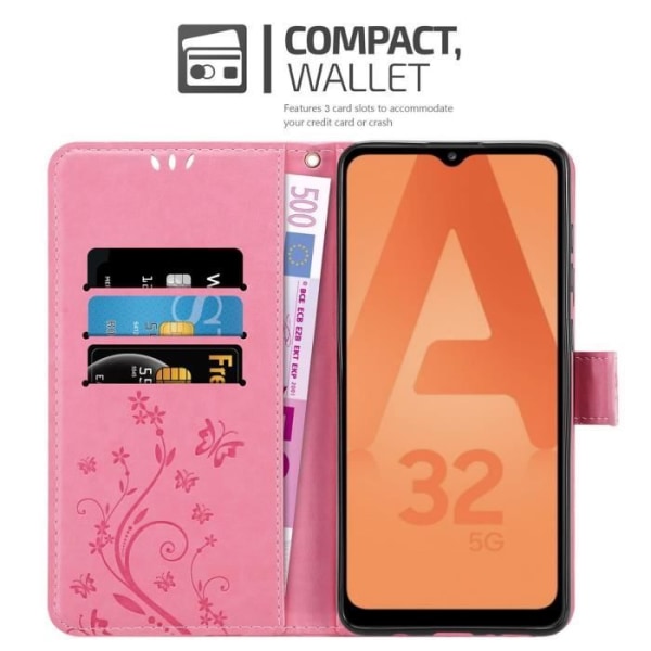 Cadorabo Fodral till Samsung Galaxy A32 5G i ROSA BLOMMA Cover Protection Blommigt