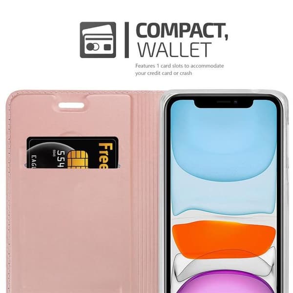 Fodral med lock för iPhone 11 Plånbok i KLASSISK ROSÉ Stötsäker Ros
