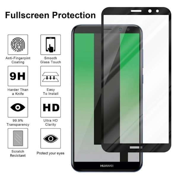 Härdat glas för Huawei MATE 10 LITE TRANSP, SVART skyddsfilm Huawei MATE 10 LITE helskärm Huawei MATE 10 LITE härdat