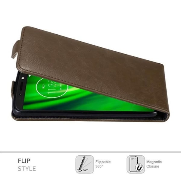 Skyddsfodral - CADORABO - Motorola MOTO G6 PLAY - Konstläder - Brun - Flip med magnetstängning kastanj
