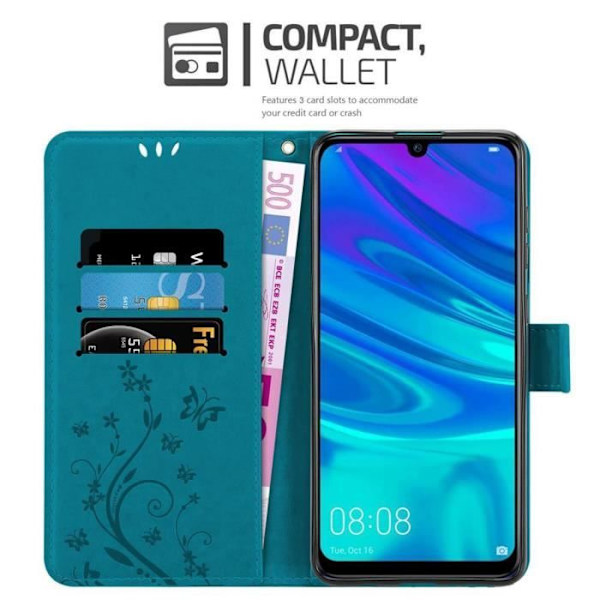 Coque - CADORABO - Honor 10 LITE / Huawei P SMART 2019 - Similläder - Blommig - Magnetstängning Blå blommig