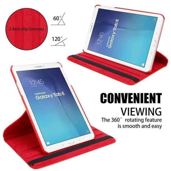 Cadorabo Fodral till Samsung Galaxy Tab E (9,6" Zoll) SM-T561 - T560 i rött - UTAN automatisk väckning