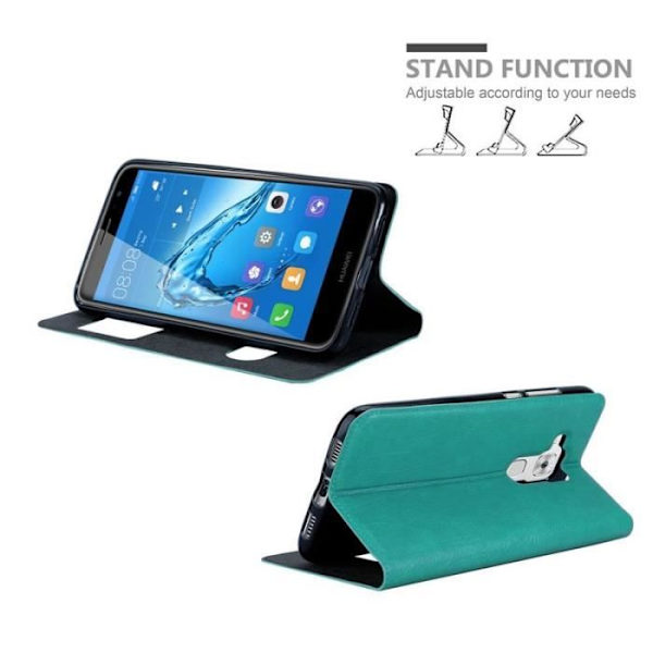 Cadorabo Fodral till Huawei NOVA PLUS i MINT TURQUOISE – Skyddsfodral med horisontellt stativ och två fönster – View Case