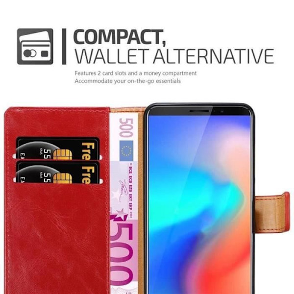 Fodral - CADORABO - Cubot J3 PRO - Läderimitation - Röd - Stativfunktion Röd