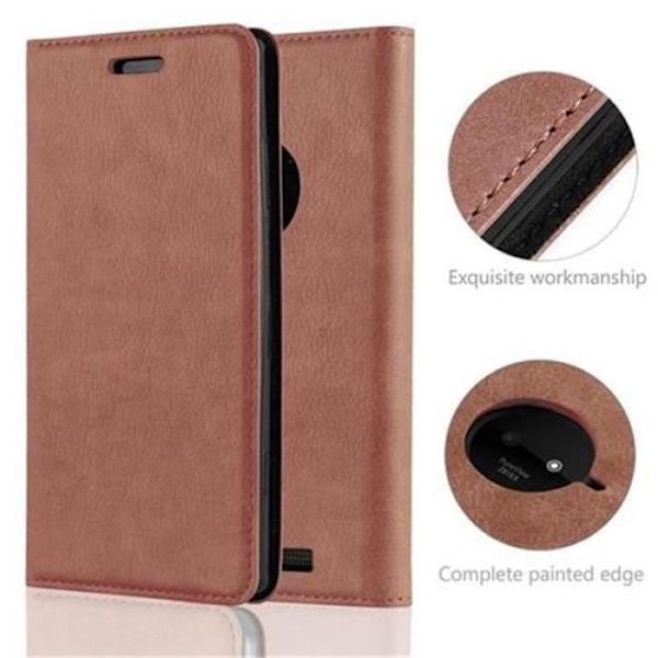 Cadorabo Nokia Lumia 830 Fodral MEDELBRUNT Osynlig MAGNETISK STÄNGNING Fodral Fodral Stöder stativ och kortplats