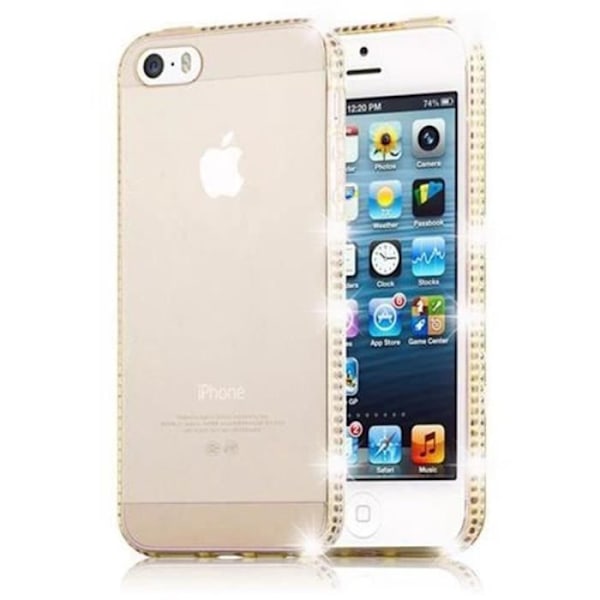 Fodral till Apple iPhone 5/5S/SE i guld diamant med strass - Cadorabo Guld