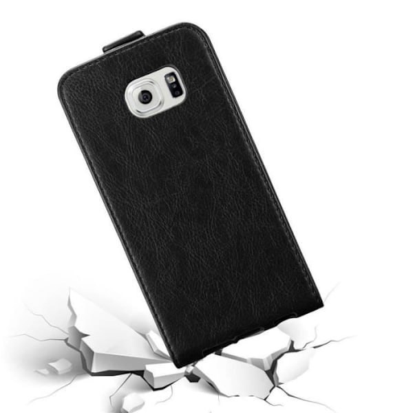 Skyddsfodral - CADORABO - Samsung Galaxy S6 EDGE - Syntetiskt läder - Magnetstängning - Flip-stil Svart