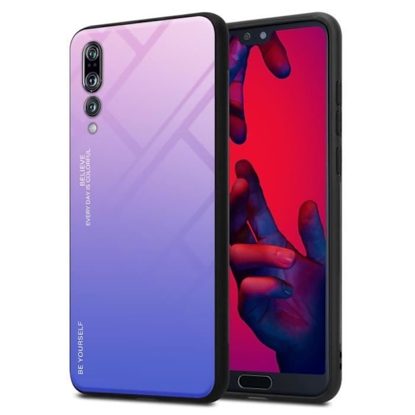 Coque - CADORABO - Huawei P20 PRO / P20 PLUS - Halkskydd - Trendig design - Bicolor ROSA-BLÅ ROSA - BLÅ