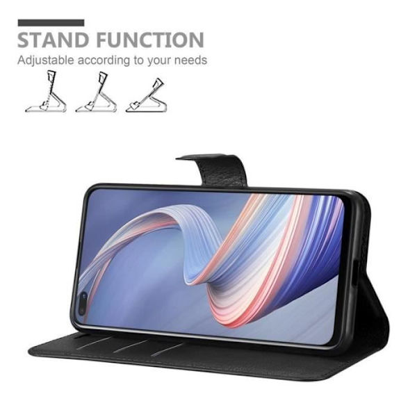 Coque - CADORABO - Oppo A92s - Similicuir - Svart - Ställfunktion Svart