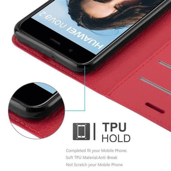 Huawei NOVA 2 fodral i CHERRY RED från Cadorabo komplett skyddsfodral med flip flik och praktiskt horisontellt stativ i