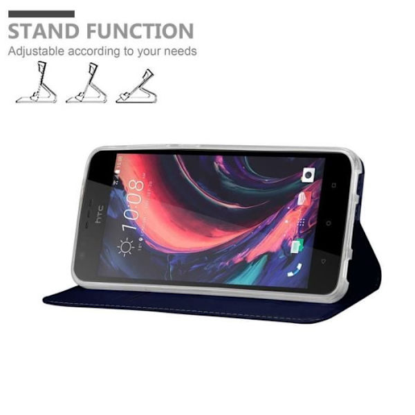 Coque - Cadorabo - HTC Desire 10 Lifestyle - KLASSISK MÖRKBLÅ - Halvstyv - Magnetisk KLASSIG MÖRKBLÅ