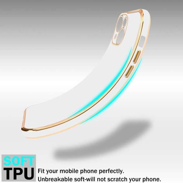 iPhone 15 Glansig Vit - Guld med skydd för kameran Vit