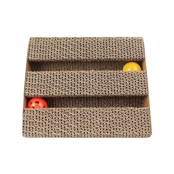 Intirilife Interaktiv skrapbräda för katter Brun wellpapp kattleksaker storlek 27,5 x 23,5 x 17,5 cm