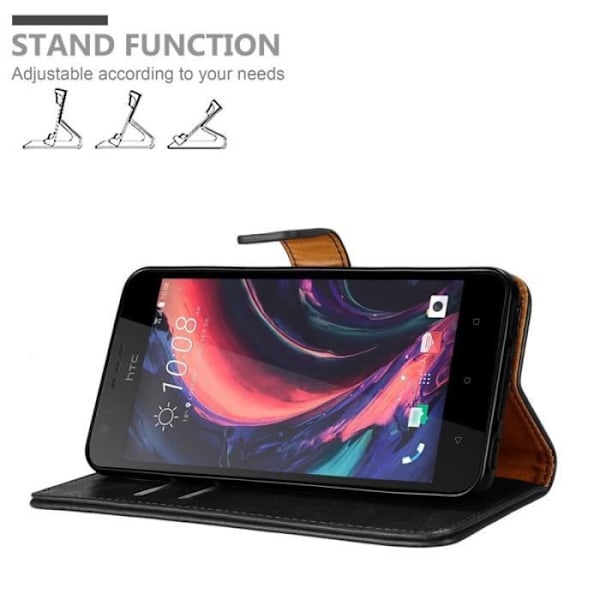 HTC Desire 10 Lifestyle / Desire 825 fodral - CADORABO - Svart - Imiterat läder - Stativfunktion - Kortfack Svart