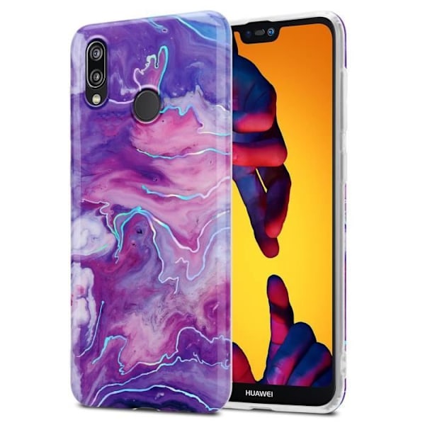 Coque - CADORABO - Huawei P20 LITE 2018 / NOVA 3E - Marmor Lila Rosa - Antislip - Mjuk Lila, Rosa