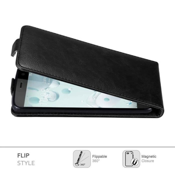 Coque - Cadorabo - HTC U PLAY - Flip-fodral i konstläder - Heltäckande skydd - Svart Svart
