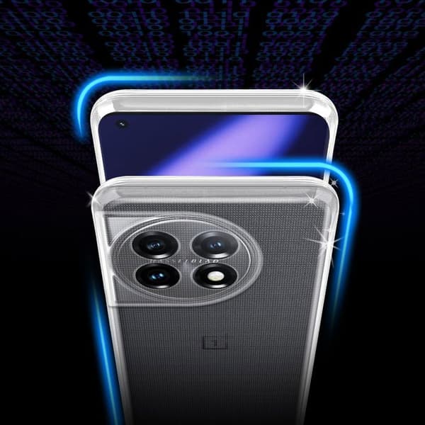 Transparent stötsäker silikonfodral för OnePlus 11 5G Vit