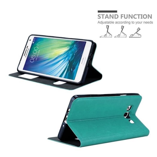 Cadorabo Fodral Samsung Galaxy A7 2015 5 VIEW Två Windows Fodral Fodral Magnetlås Stöder Stand Card Slot TURKOS