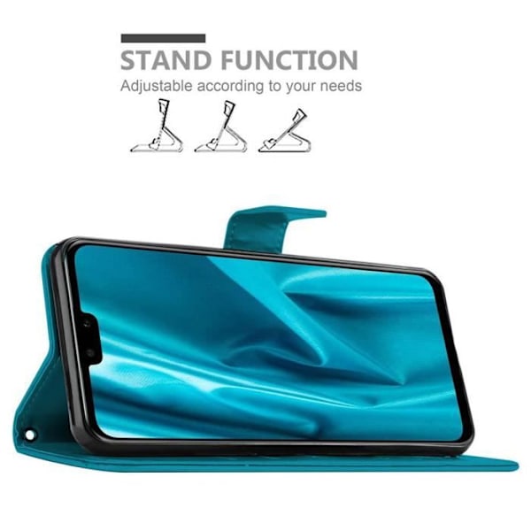 Etui för Huawei Y9 2019 - CADORABO - BLÅ FLORAL - Syntetläder - Ställfunktion - Platser för kort BLOMMA BLÅ