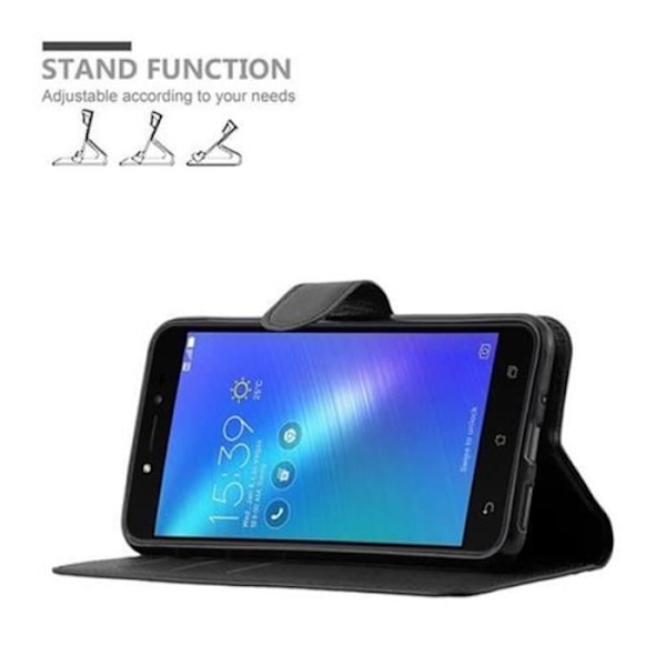 Cadorabo Fodral ASUS ZenFone LIVE / 3 GO BLACK Fodral Skyddande läderimitation Magnetisk stöder Stand Card Slot