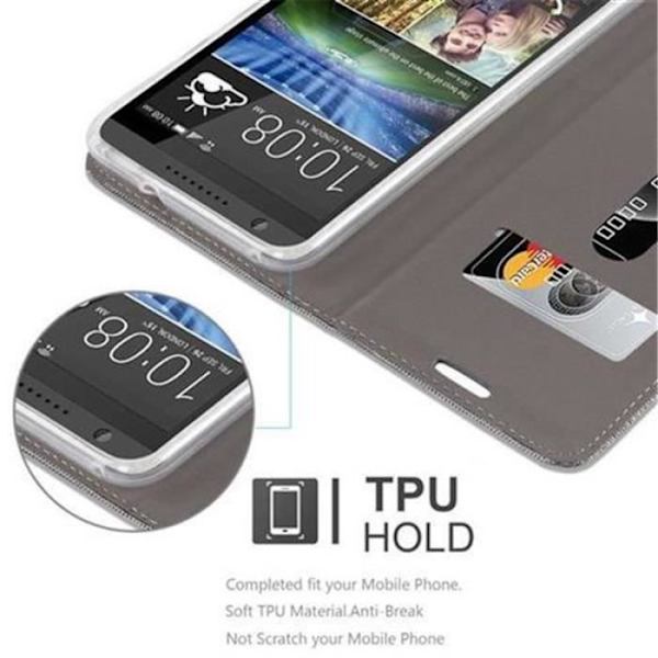 HTC Desire 820 Fodral i LJUSGRÅBRUNT från Cadorabo (TYG-LÄDERDESIGN) Helt skyddsfodral med Flip Flip och