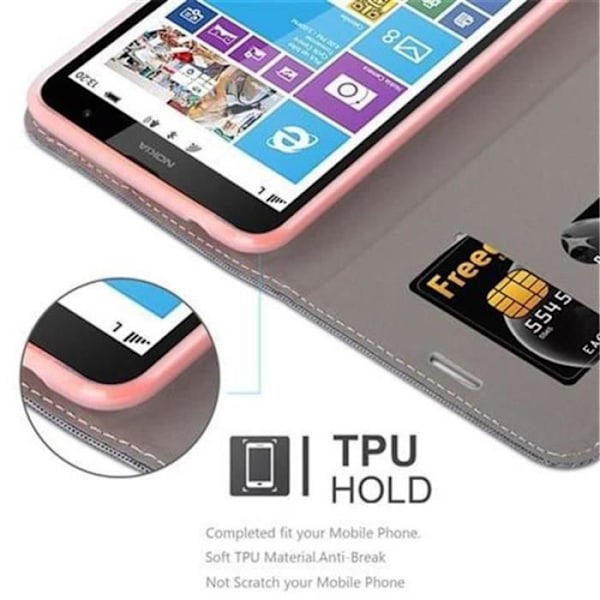 Nokia Lumia 1320 fodral - CADORABO - Gråsvart - Läderimitation - Stativ och kortplats Mörkgrå