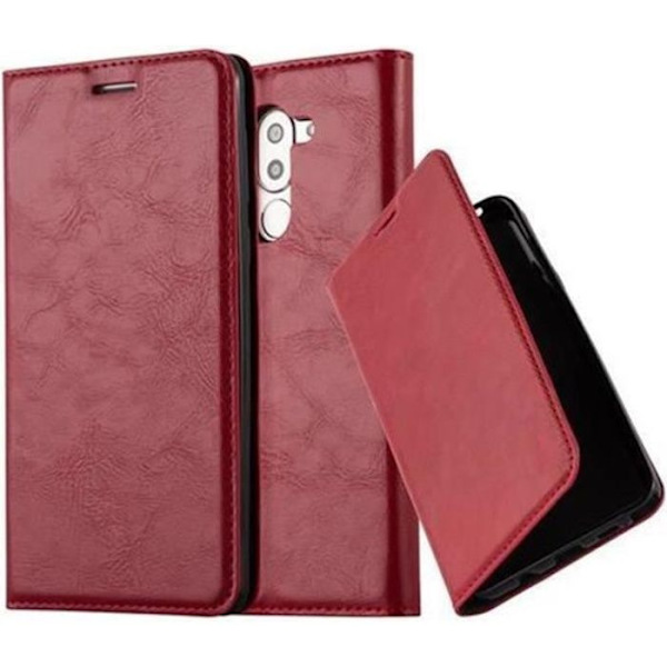 Honor 6X-fodral i APPLE RED från Cadorabo (INVISIBLE MAGNETIC CLOSURE Design) Helt skyddsfodral med flipflik