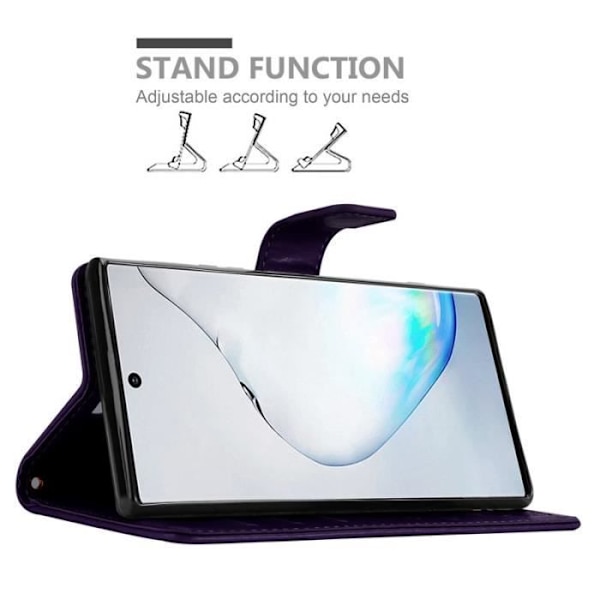 Coque - CADORABO - Samsung Galaxy NOTE 10 - Similicuir - Floral - Stödfunktion Lila