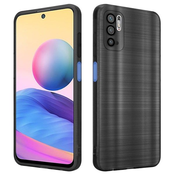 Coque för Xiaomi RedMi NOTE 10 5G / POCO M3 PRO 5G Housse i Borstad Svart Cover Case i Flexibelt TPU Silikon Kameraskydd Svart
