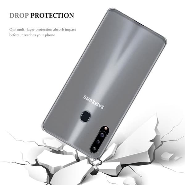 Transparent stötsäker silikonfodral för Samsung Galaxy A20s Vit