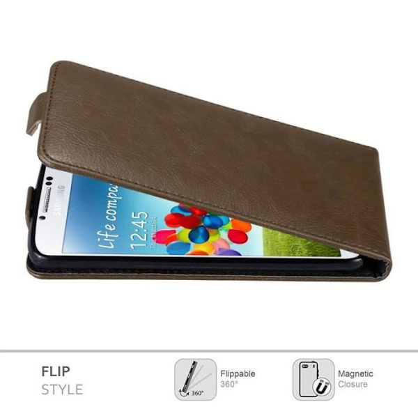 Flip Case - CADORABO - Samsung Galaxy S4 - Imitation läder - Brun - Magnetstängning kastanj