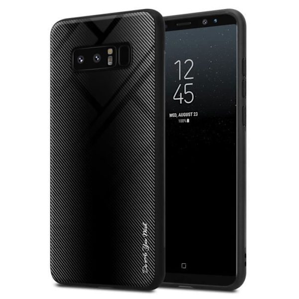 Coque för Samsung Galaxy NOTE 8 Husse i OPAL SVART Etui Case Cover Skydd i härdat glas och silikon TPU Svart