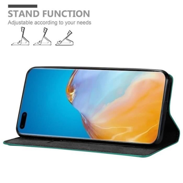Coque - CADORABO - Huawei P40 PRO - Syntetiskt läder - Magnetisk stängning - Ställfunktion Grön