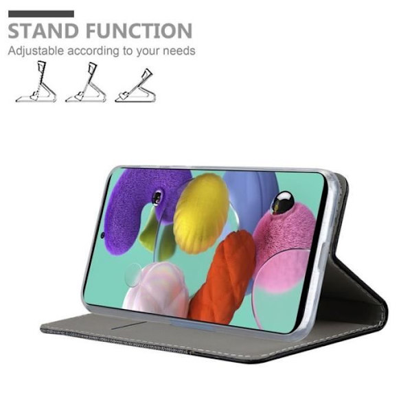Plånboksfodral - CADORABO - Samsung Galaxy A51 - Imiterat läder - Horisontellt stativ - Kortplatser Svart