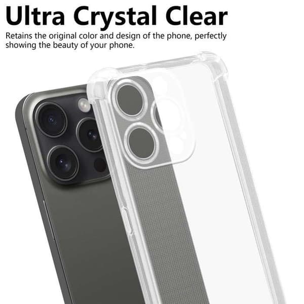 Transparent stötsäker silikonfodral för iPhone 15 PRO Vit
