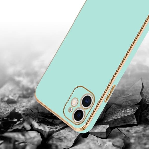 iPhone 11 Fodral Glansig Mintgrön - Guld med skydd för kamera Grön
