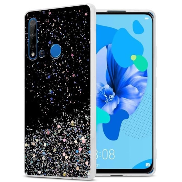 Fodral till Huawei NOVA 5i / P20 LITE 2019 fodral i svart med glitterfodral Skyddande silikon TPU glitter paljetter