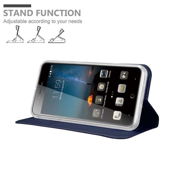 Fodral med lock för ZTE Blade A612 Etui i MÖRKBLAU Klassisk Plånbok Stötsäker Blå